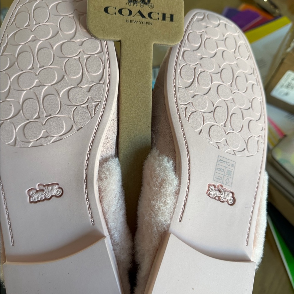 Coach Women's Blush Pink Cozy Slippers - Picture 2 of 3